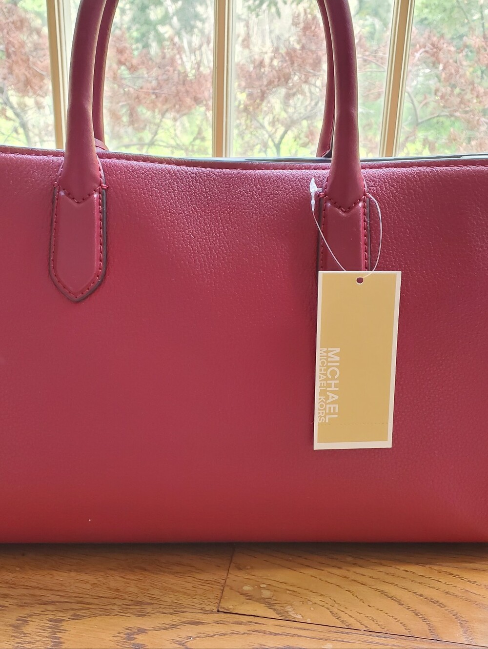 Michael Kors Scarlett Medium Leather Satchel Tote Crossbody Burgandy Red BNWT - Picture 6 of 10